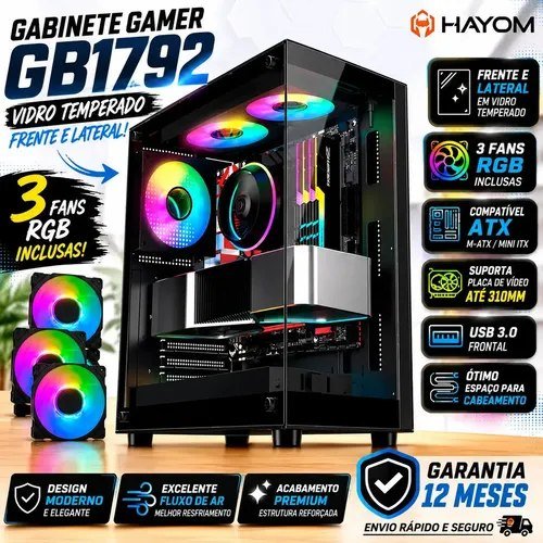 😱 Gabinete Gamer Mid Tower Rgb Atx Em Vidro Temperado Gb1792