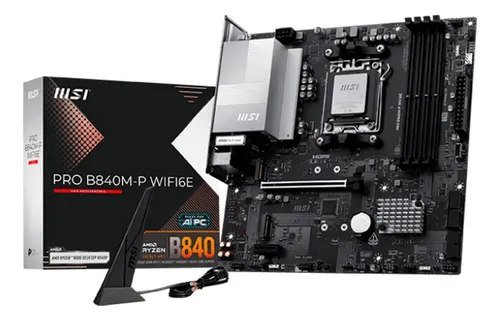 😱 Placa-mãe Msi Pro B840m-p WiFi6e Am5 4x Ddr5 2x M.2 Pcie 4.0 Usb-c WiFi 6e Bt 5.3 Micro Atx