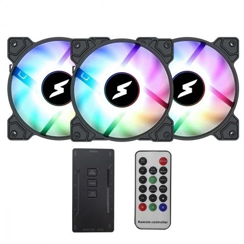 😱 Kit Fan Com 3 Unidades SuperFrame Swift, ARGB, 120mm, Com Controladora, Black, SF-03