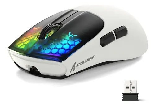 😱 2x Mouse Gamer Sem Fio Attack Shark X5 Rgb Whiteblack