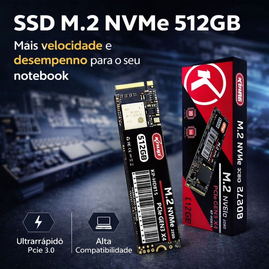 😱 SSD 512GB M.2 NVMe 3.0 2280 PCle GEN3 X4 SpeedRam 3D NAND KNUP – Upgrade Rápido e Seguro