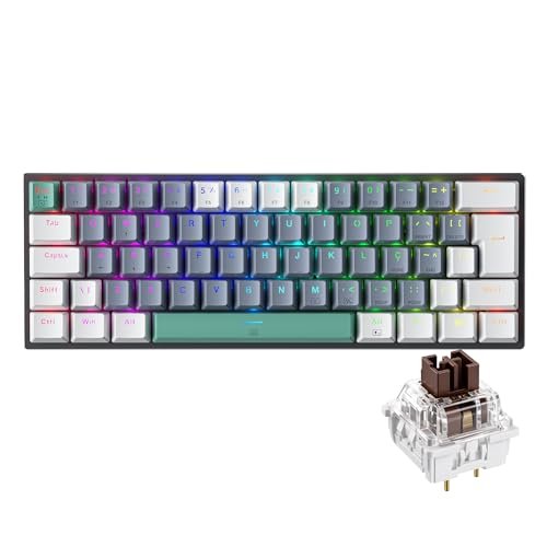😱 Teclado Mecânico Gamer Machenike K500-B61, RGB Switch Brown, HotSwap, Cinza e Branco C/Fio PTBR