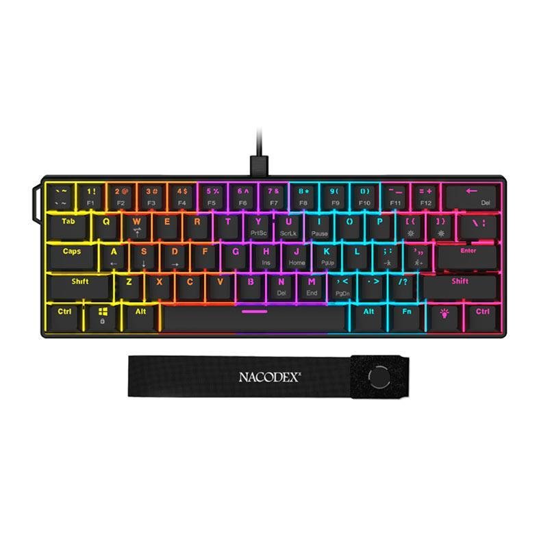 😱 Teclado Mecanico Ajazz Nk61, Rainbow, Switch Vermelho, Preto, Nk61-Bk