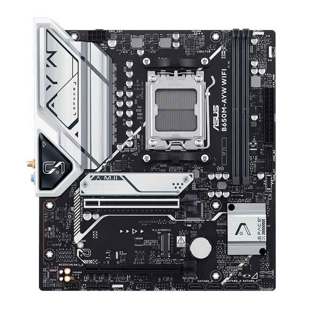😱 Placa Mãe  Asus B650M-AYW WiFi, DDR5, Socket AMD AM5, M-ATX, Chipset AMD B650 - B650M-AYW-WIFI