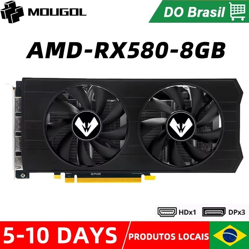 😱 RX 580 Mougol 8GB Placa De Vídeo AMD Radeon rx580 (usada)