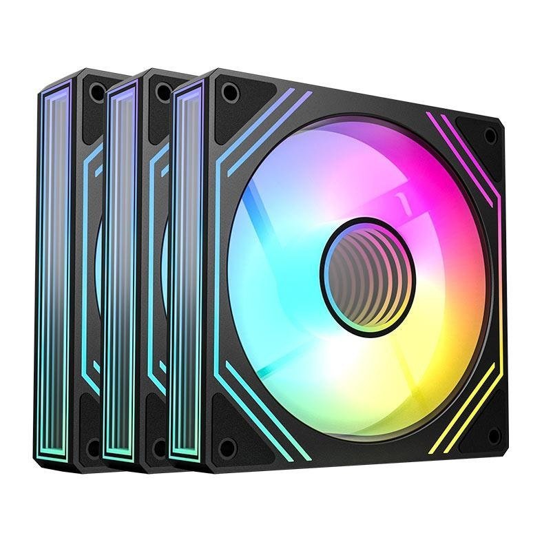 😱 Kit Ventoinhas Acegeek Neon, ARGB, 3x120mm, Preto, AG-NEON3X1-BK
