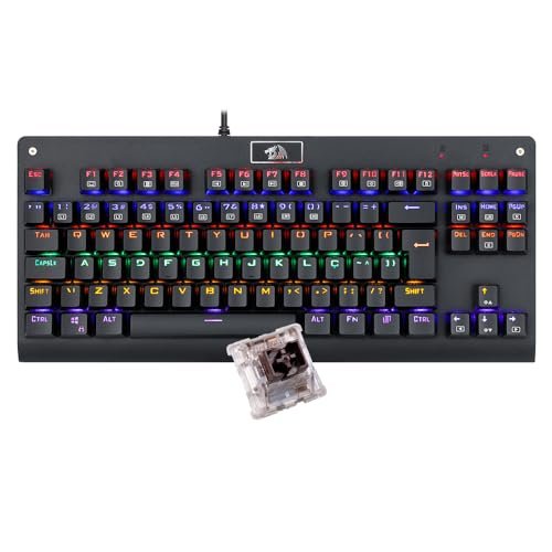 😱 Teclado Mecânico Redragon Dark Avenger Preto Iluminação Rainbow Switch Marrom K568R