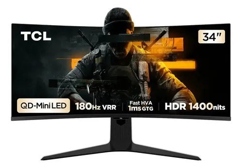 😱 Monitor Gamer Curvo TCL 34 Polegadas QLED Mini LED WQHD R83Q 180Hz 1ms (GtG) HDR 1400 nits 34R83Q