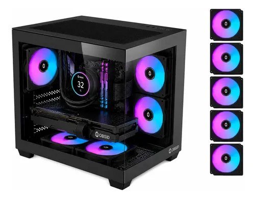 😱 Gabinete Gamer Obsid Aquário Com 5 Cooler Fan Led Rgb