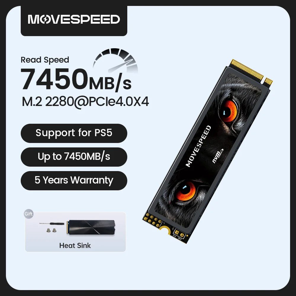 😱 1TB Movespeed 7450 MB/s ssd nvme m.2 2280 4tb 2tb 1tb m2 pcie 4.0x4 2280 PS5 e PC