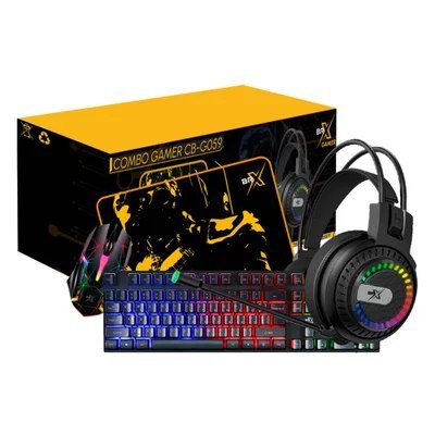 😱 Kit Gamer Ultimate Brx 4 Em 1 , Teclado, Headset, Mouse 1200 Dpi, Mousepad- Cb-059