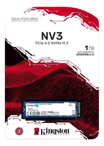 😱 Ssd M.2 NVMe 1Tb PCIe 4.0 Kingston Nv3 Leitura 6000 Mb/s e Gravação 4000 Mb/s