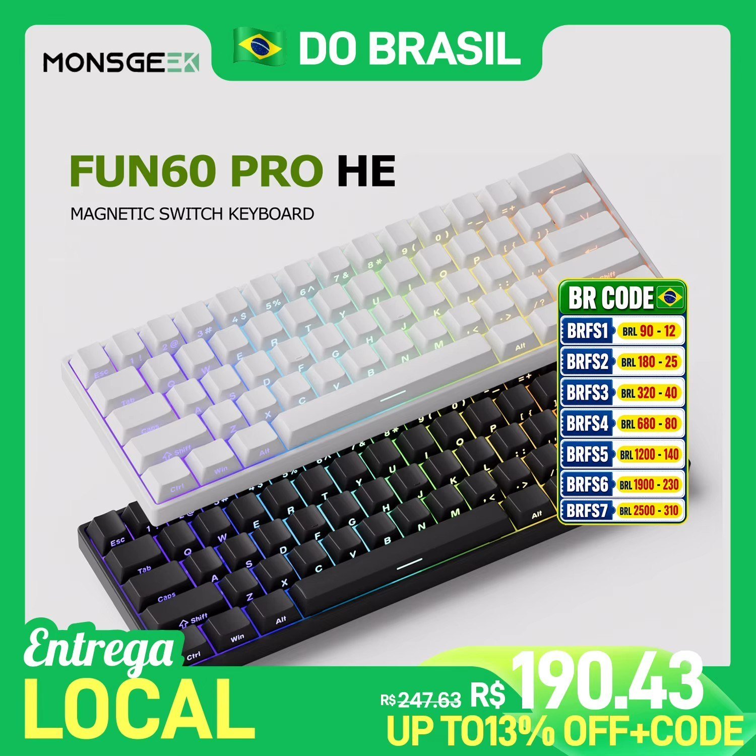 😱 Teclado Magnético Akko Fun60 Pro He, Rgb, 8000Hz, Gatilho rápido 0.001