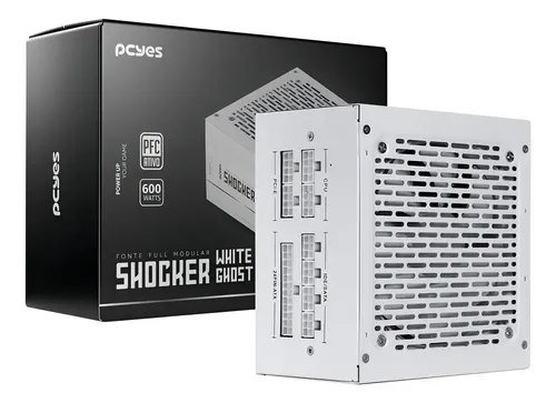 😱 Fonte Gamer Pcyes Shocker Full Modular 600w 80 Plus White - Branco