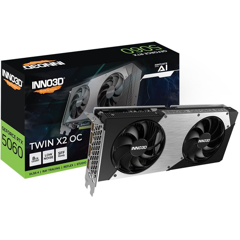 😱 Placa de Vídeo Nvidia Geforce Inno3d Rtx5060 8Gb Twin X2 Oc V2 Gddr7