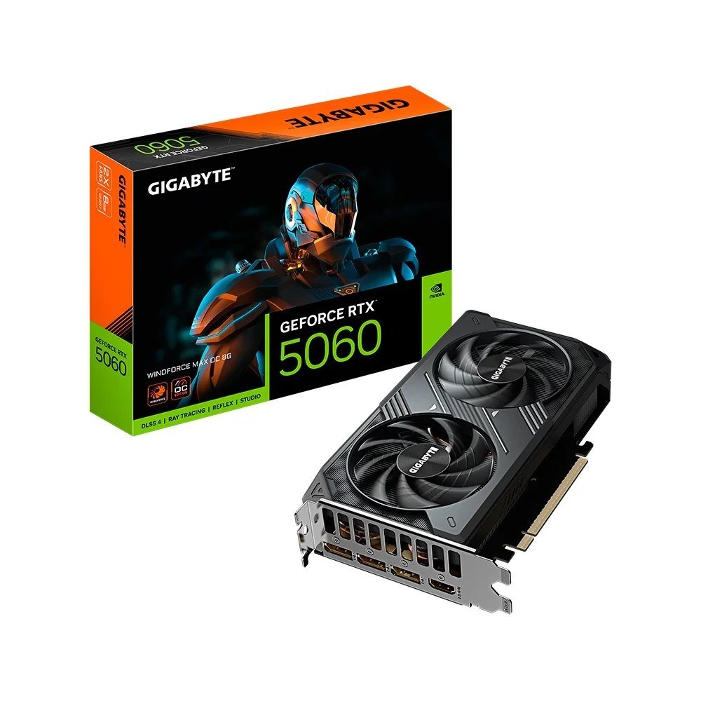 😱 Placa de Vídeo Gigabyte RTX 5060 WINDFORCE MAX OC 8GB NVIDIA GeForce, 8GB GDDR7, 128bit, DLSS, Ray Tracing - GV-N5060WF2MAX OC-8GD
