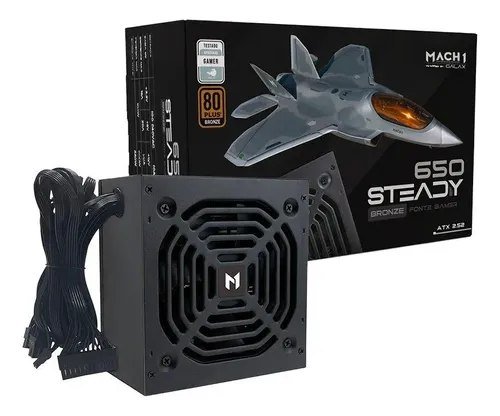 😱 Fonte Mach1 Steady 650w 80 Plus Bronze Pfc Ativo Preto