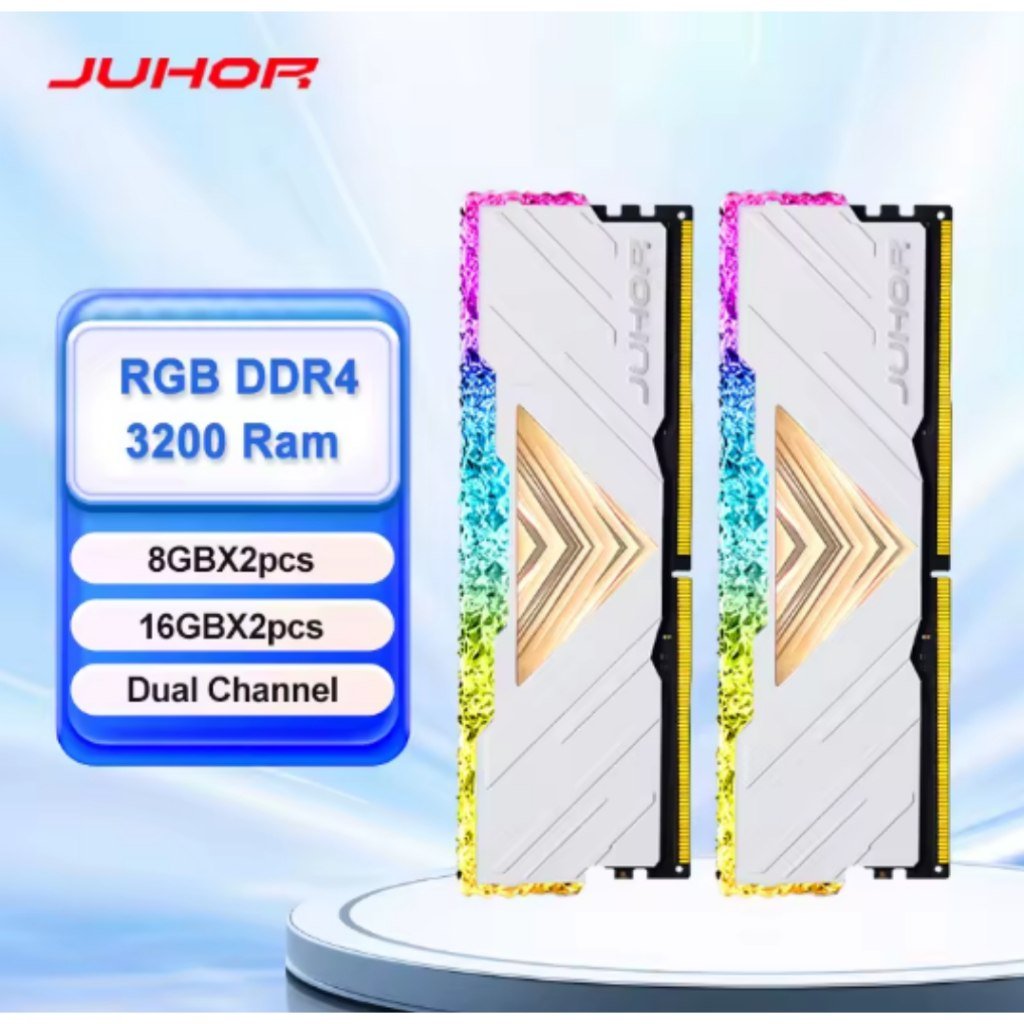 😱 JUHOR RGB DDR4 3200MHz 16GB 8GBX2 Memória Ram para jogos de mesa de canal duplo
