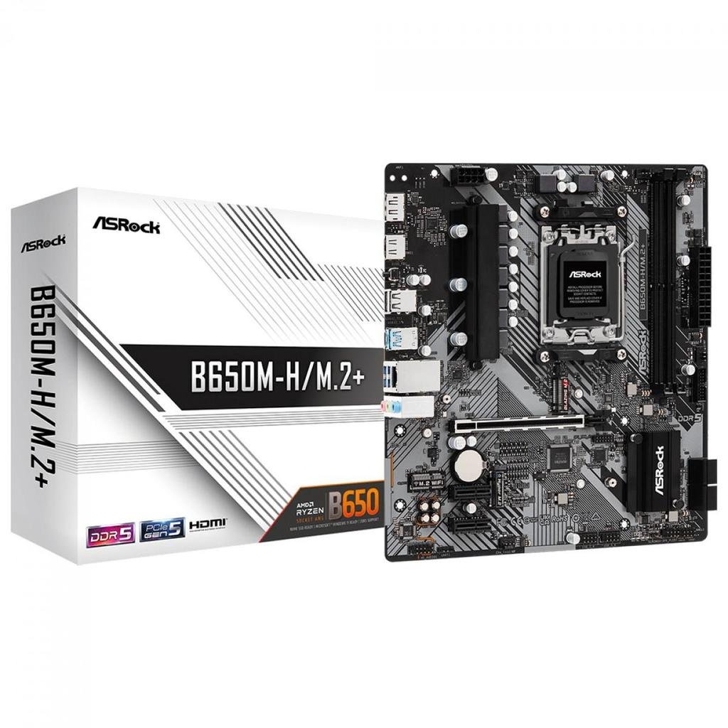 😱 Placa Mãe ASRock B650M-H/M.2+, Chipset B650, AMD AM5, mATX, DDR5