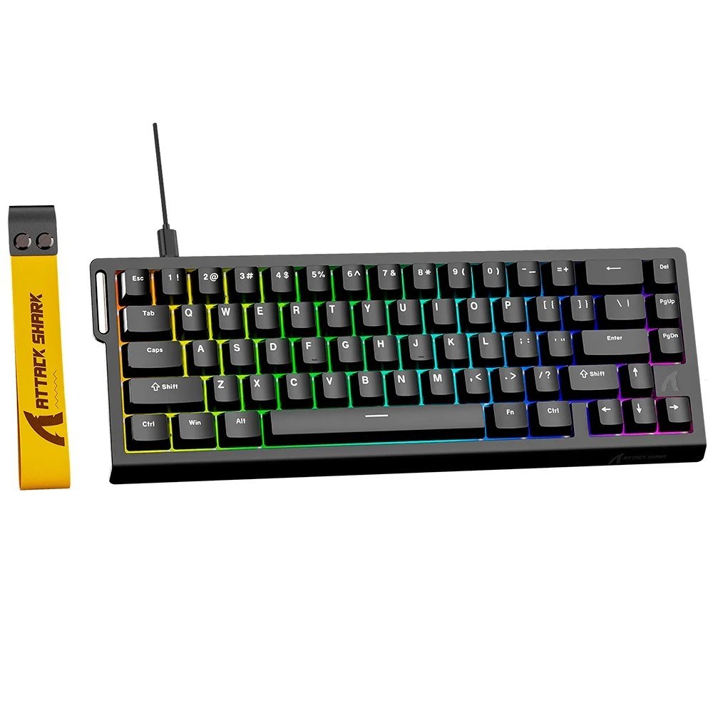 😱 Teclado Magnético Gamer Attack Shark X68 HE, Rapid Trigger, 8000Hz, 0.01mm, 65%, Black, Preto AS-X68HE-BK