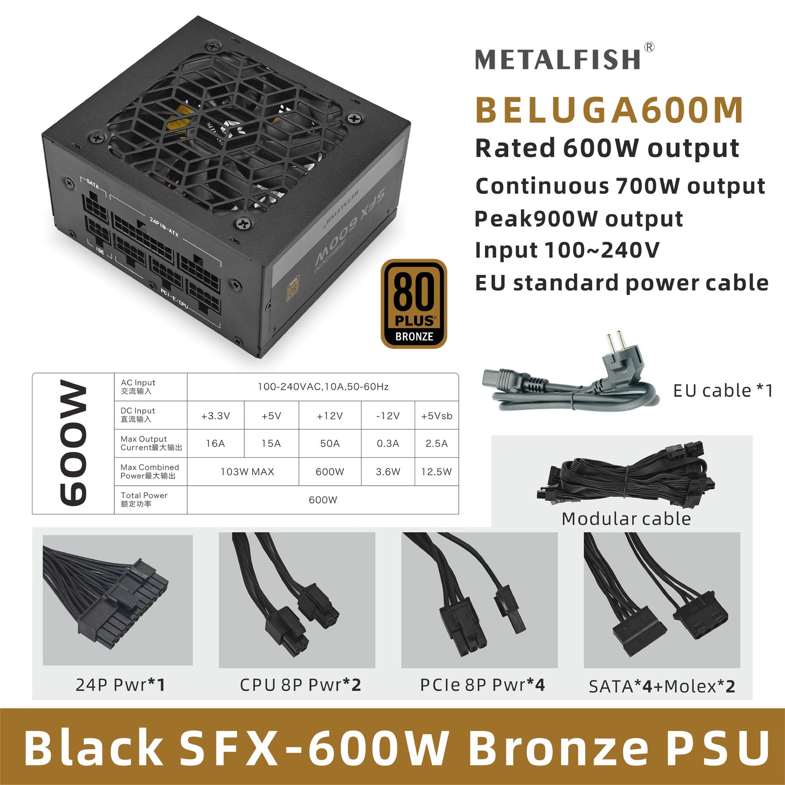 😱 Fonte METALFISH SFX 600W Modular 80Plus Bronze