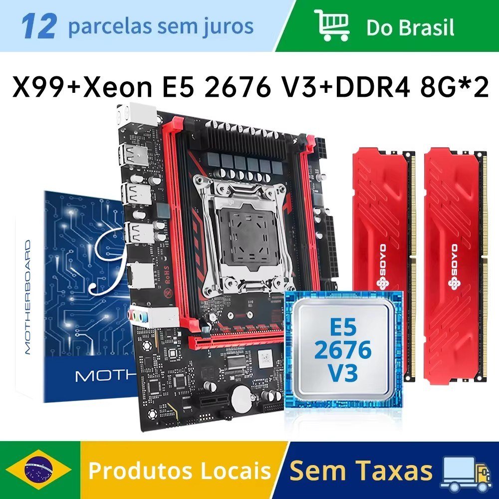 😱 Kit X99 MOUGOL com Xeon 2676v3 e 2x8GB DDR3
