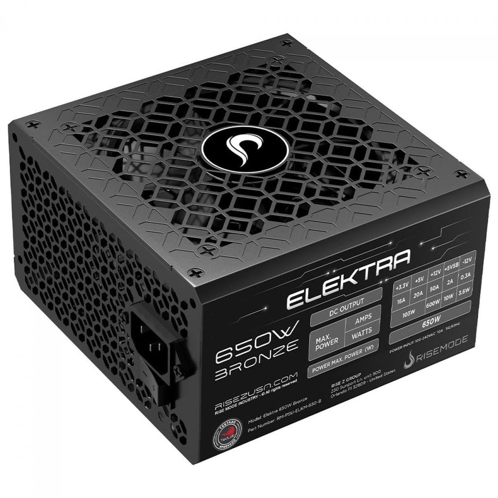 😱 Fonte Rise Mode Elektra, 650W, Full Modular, 80 Plus Bronze, Pfc Ativo, Preto, Rm-Psu-Elkm-650-B