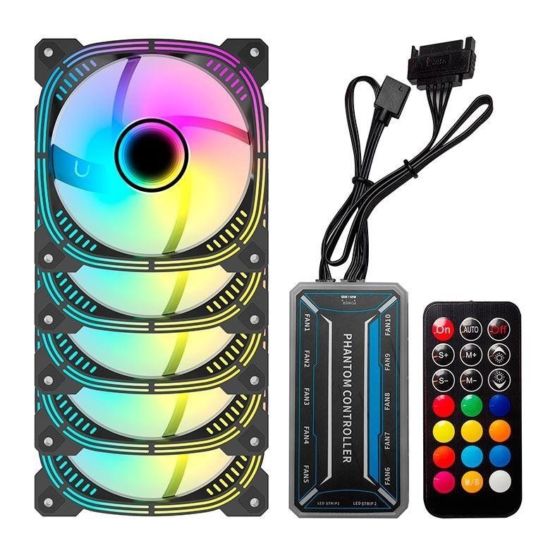 😱 Kit Ventoinha Acegeek Prime, 5x120mm, ARGB, Preto, AG-PRIME5X1-BK
