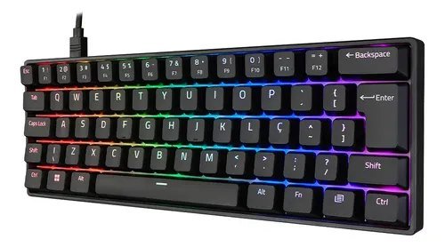 😱 Teclado Mecânico Akko 3061s Preto ABNT2 Switch Rosa RGB