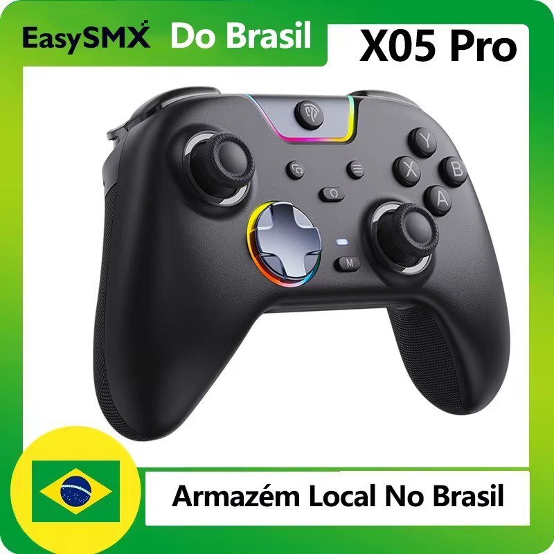 😱 Controle Sem Fio EasySMX X05 Pro com Botões Silenciosos, Efeito Hall, Bateria de 1000mAh, 3 Modos para Switch/PC/Celular
