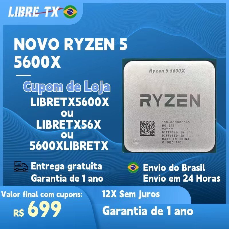 😱 Ryzen 5 5600x Ddr4 Am4 Processador Amd R5 Cpu Novo