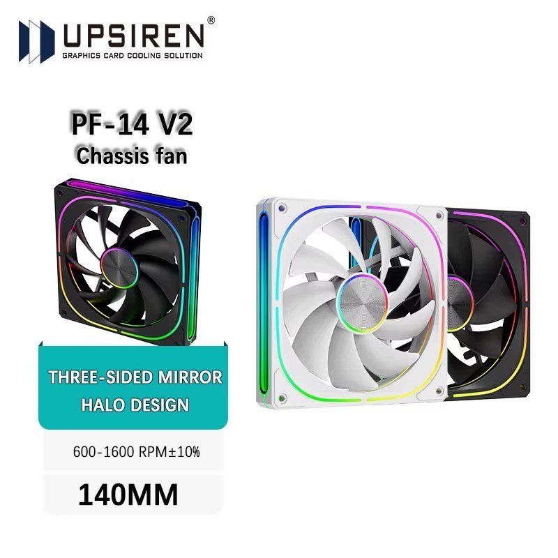 😱 Kit 3 Fan Fan UPSIREN PF-14 v2 140mm ARGB Performance Chassis Fan 600-1600RPM Rolamento Hidráulico 5V-3PIN ARGB/4PIN PWM