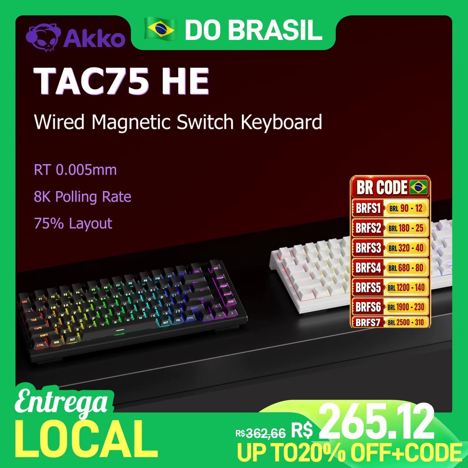 😱 Akko TAC75 HE 75% Teclado Magnético, 0.05mm, 8000Hz, RGB