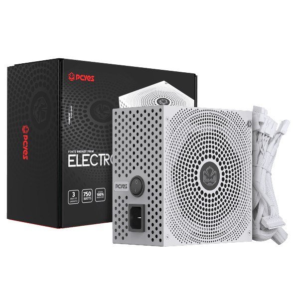 😱 Fonte Gamer PCYES Electro V2 750w White Ghost 80 Plus Bronze