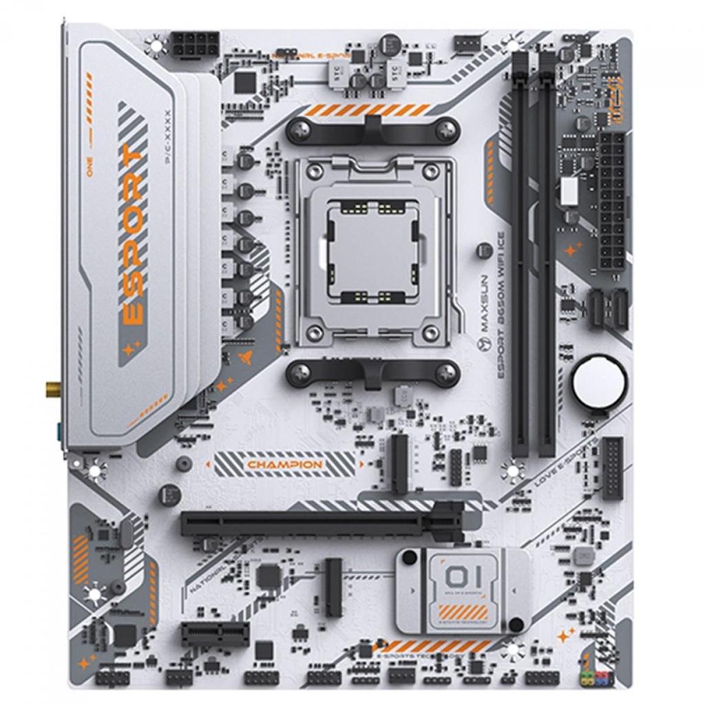 😱 Placa Mãe Maxsun eSport B650M WiFi Ice, Chipset B650, AMD AM5, mATX, DDR5, Branco