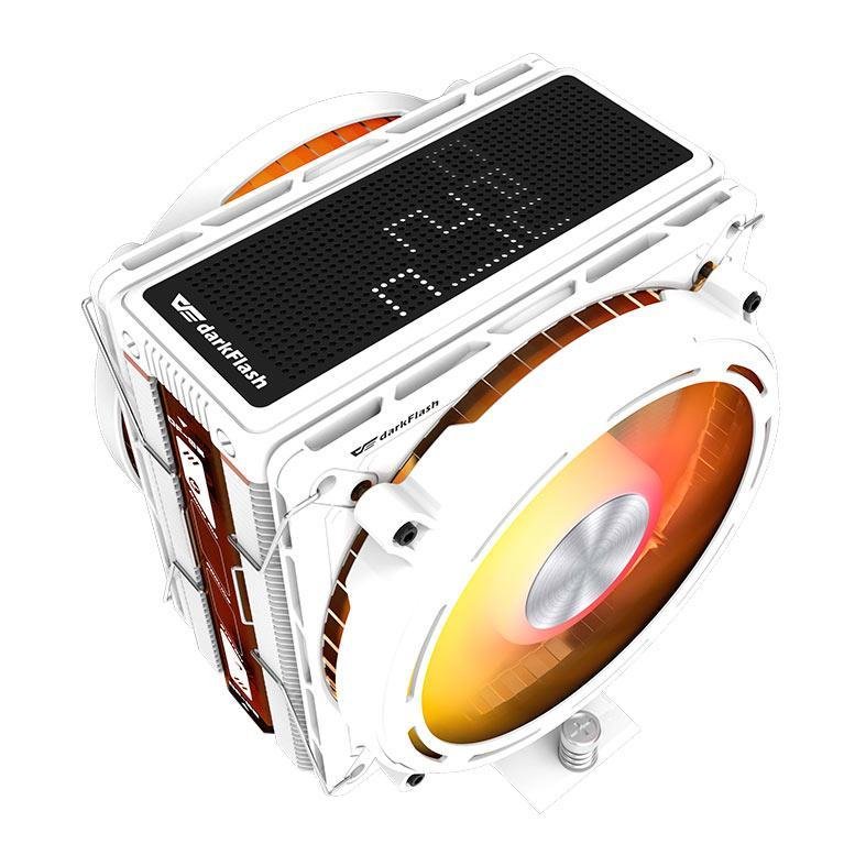 😱 Cooler Para Processador Aigo DarkFlash E400, ARGB, 2x120mm, Branco, E400-DUAL-WH