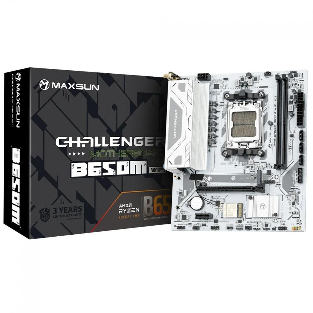 😱 Placa Mãe Maxsun Challenger B650M WiFi Ice V2, Chipset B650, AMD AM5, mATX, DDR5