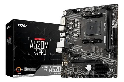 😱 MercadoLivre - Placa-mãe Msi A520m-a Pro Am4 Matx Ddr4 Hdmi Dvi M.2 Preto A520