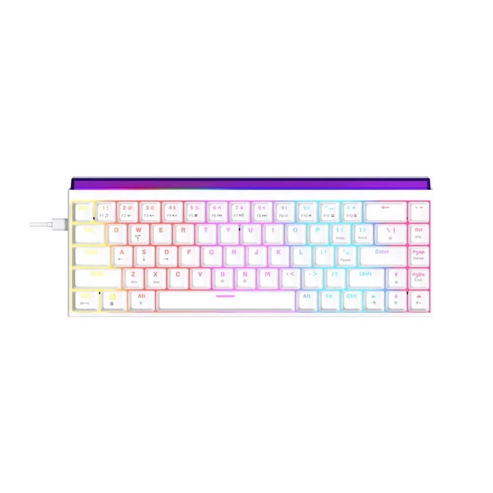 😱 Teclado Mecânico Gamer AJAZZ NK68, RGB, Switch Red, Keycaps PBT, Hotswap, Branco - AJAZZ-NK68-W1-OEM-WH-R