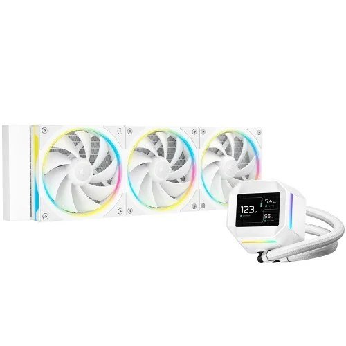 😱 Water Cooler Deepcool LM360 WH, ARGB, 360mm, Display LCD IPS, Intel-AMD, Branco, R-LM360-WHDMMC-1