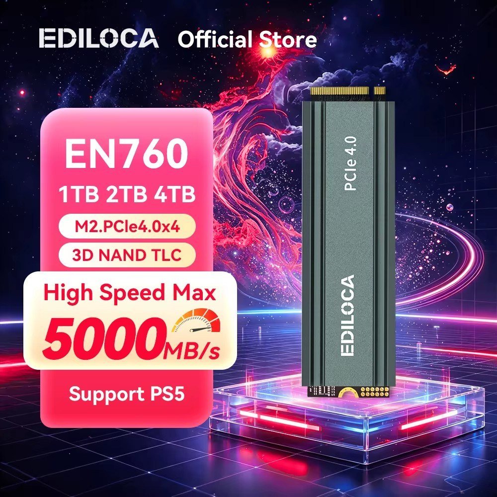 😱 SSD NVME Ediloca EN760 500G 5000 MB/s Gen4 PS5/PC