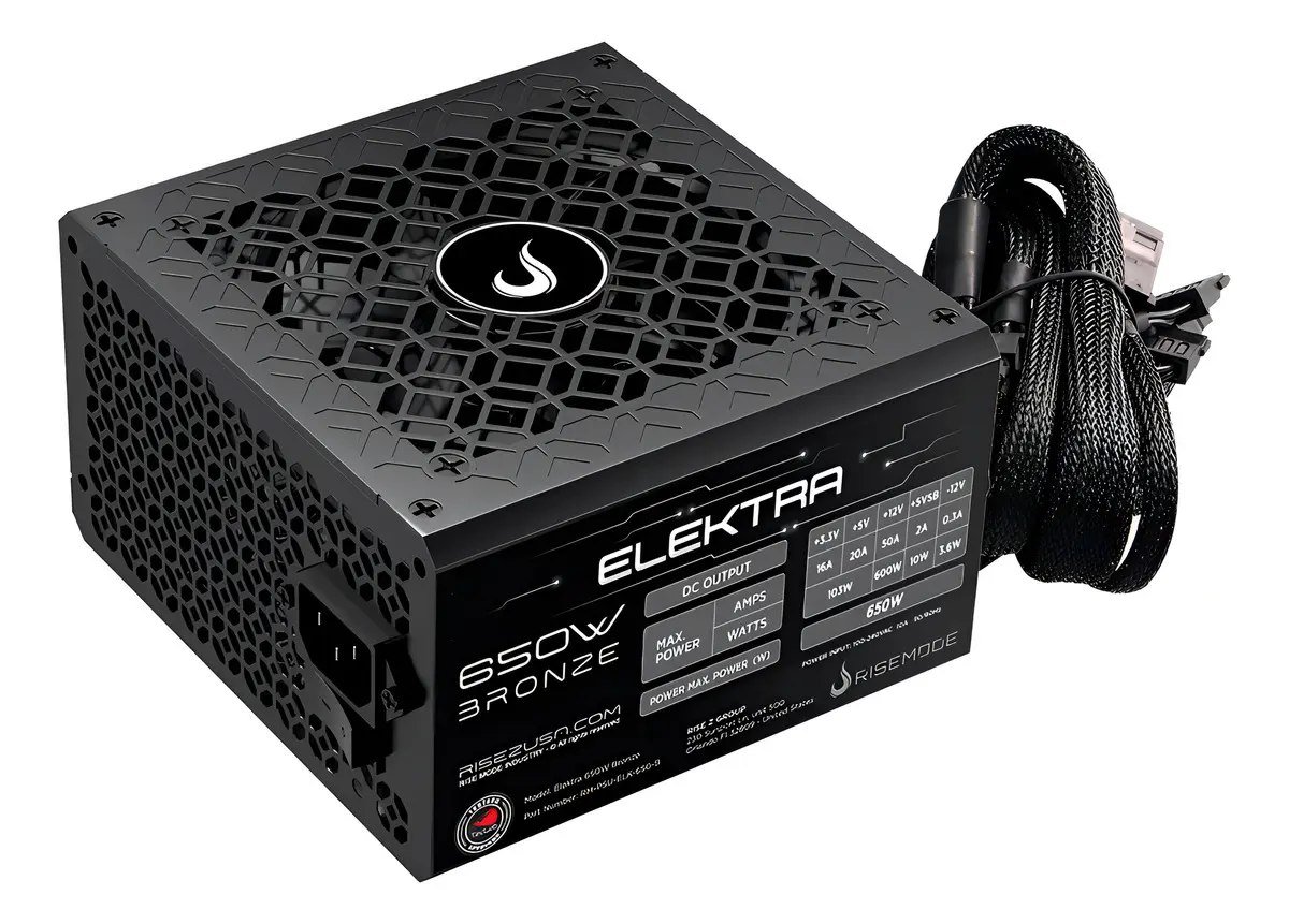 😱 Fonte Gamer Rise Mode Elektra 650w Full Modular Selo Teclab Preto