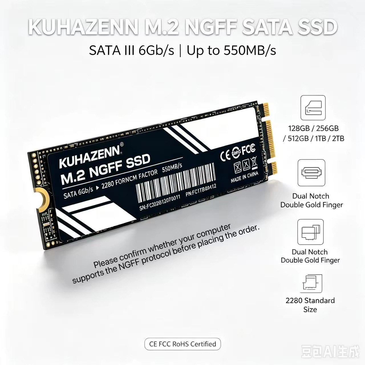 😱 Ssd 256Gb M.2 2280 Sata 550 Mb/S Kuhazenn