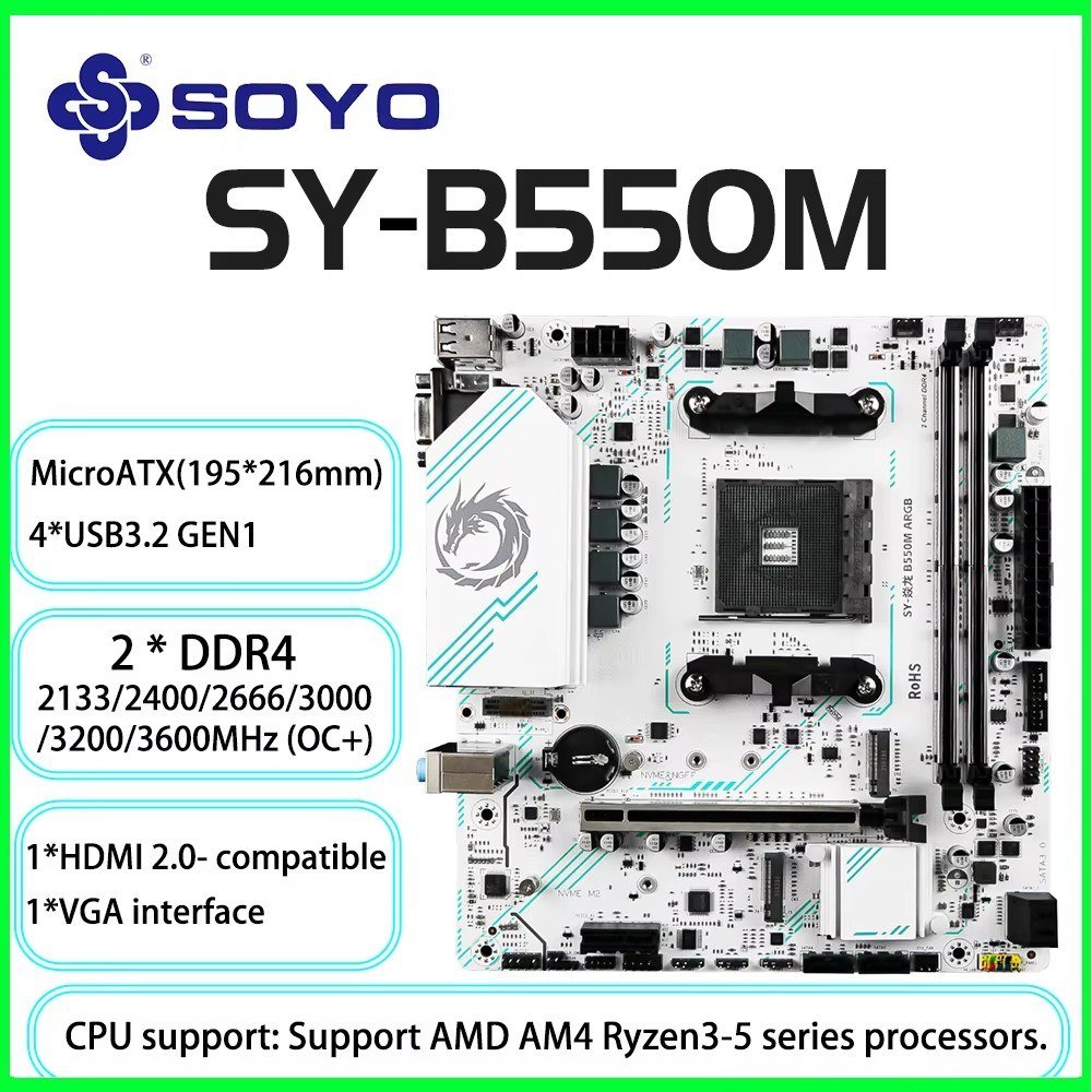 😱 Placa Mãe Soyo B550m Eternal Dragon Pci 4.0 Argb