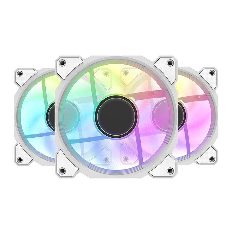 😱 Kit Ventoinhas Aigo Darkflash DR08, ARGB, 3x120mm, Branco, DR08-ARGB-3WH