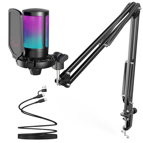 😱 FIFINE A6T Gaming PC Microfone USB,Mic RGB para Computadorpara Podcast