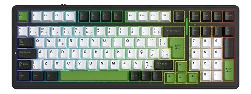 😱 Teclado Aula F99 Mecânico Preto/verde Tri Mode Gamer Anbt2