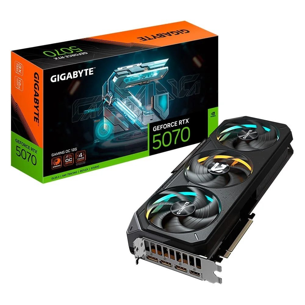 😱 Placa de Vídeo Gigabyte RTX 5070 GAMING OC 12G NVIDIA GeForce, 12GB GDDR7, 192bits, RGB, DLSS, Ray Tracing - 9VN5070GO-00-G10