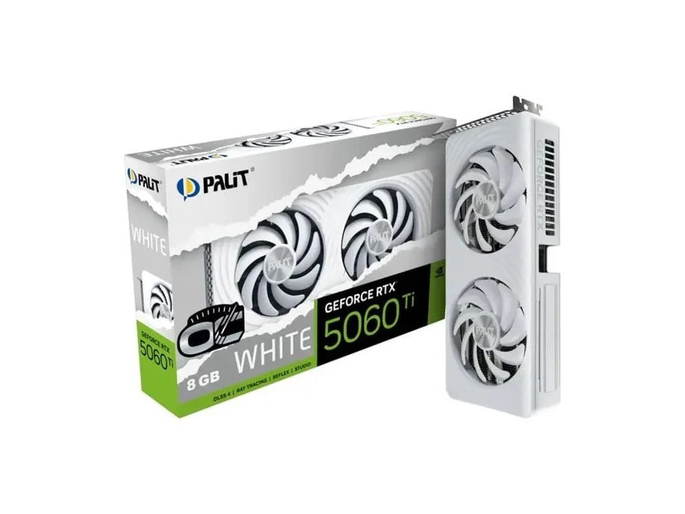 😱 Placa De Video Palit Geforce RTX 5060 Ti White Oc 8GB Gddr7 128 Bits - Ne7506tu19p1-gb2062m