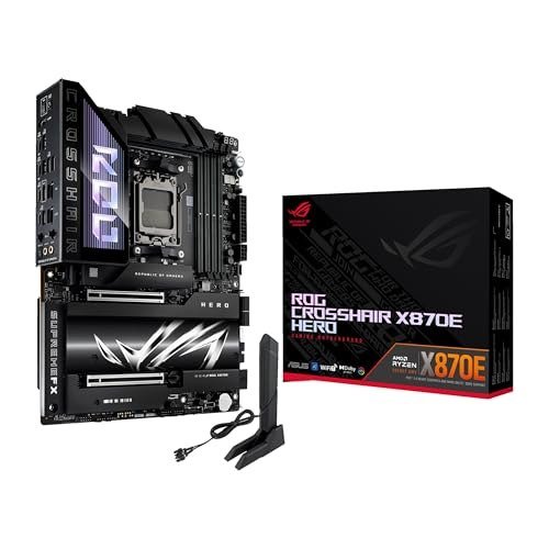 😱 ASUS Placa-mãe ROG Crosshair X870E Hero AMD X870E AM5 ATX, Advanced AI PC Ready, 18+2+2 estágios de energia, DDR5, PCIe® 5.0, 5X M.2, Wi-Fi 7, USB4®, overclocking AI, Core Flex, slot PCIe Q-Release